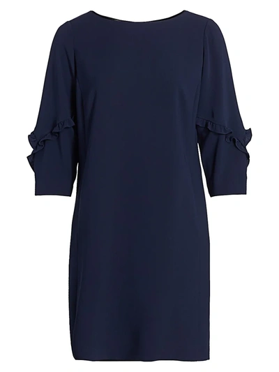 Shop Lafayette 148 Abigail Ruffle-sleeve Shift Dress In Royal Blue