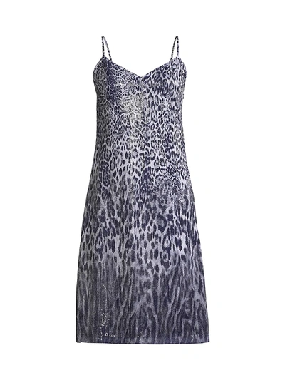 Shop Elie Tahari Yesmina Metallic Leopard-print Shift Dress In Quartz Multi