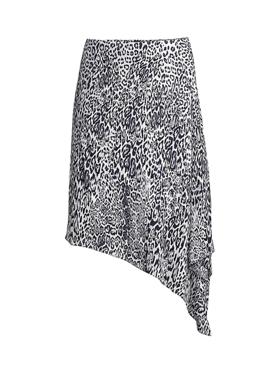 Shop Elie Tahari Alexa Leopard-print Asymmetric Midi Skirt In Quartz Multi