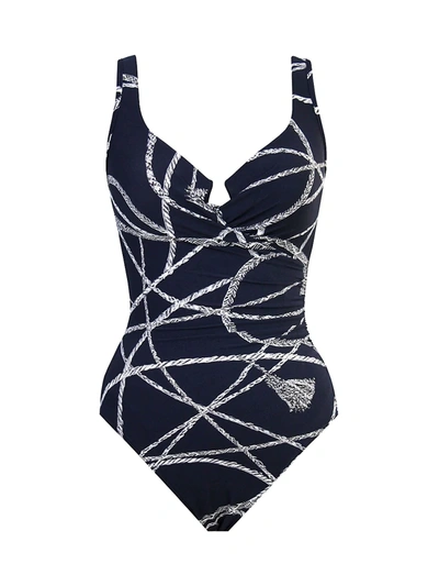 Shop Miraclesuit Swim Thoroughbred Escape One-piece Swimsuit In Midnight