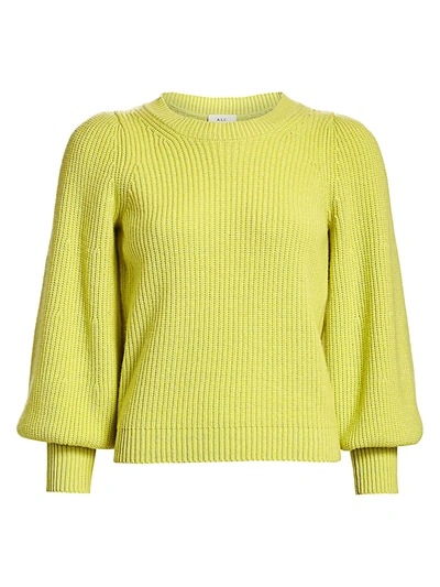 Shop A.l.c Eliana Puff-sleeve Wool & Cashmere-blend Knit Sweater In Citron