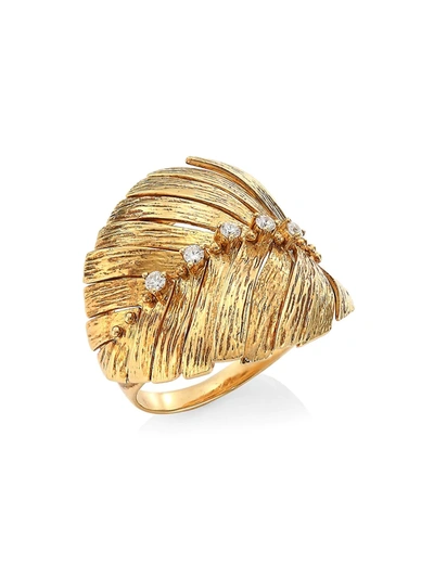 Shop Hueb Women's Bahia 18k Yellow Gold & Diamond Leaf Ring