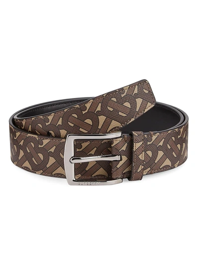 Shop Burberry Monogram E-canvas & Leather Belt In Bridle Brown