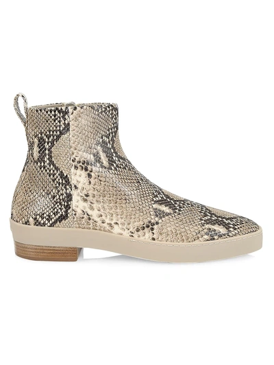 Shop Fear Of God Men's Santa Fe Snakeskin-embossed Leather Ankle Boots In Rust