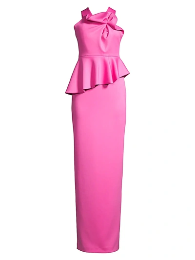 Shop Black Halo Women's Jalil Peplum Column Gown In Pink Wink