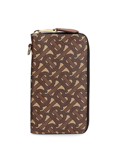 Shop Burberry Wes Monogram E-canvas Leather Wallet In Bridle Brown