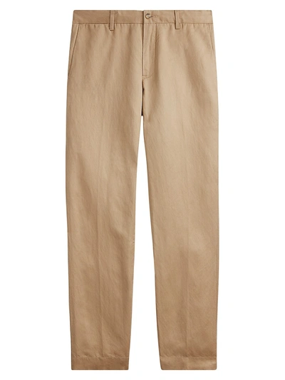 Shop Polo Ralph Lauren Straight Fit Linen-blend Pants In Desert Khaki