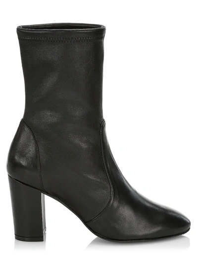 Shop Stuart Weitzman Women's Yuliana Leather Sock Boots In Black