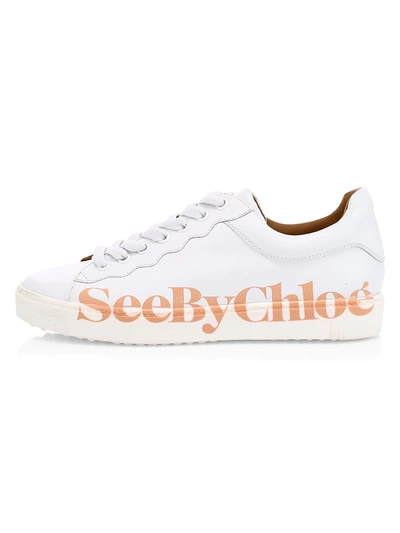Shop See By Chloé Essie Logo Leather Sneakers In White