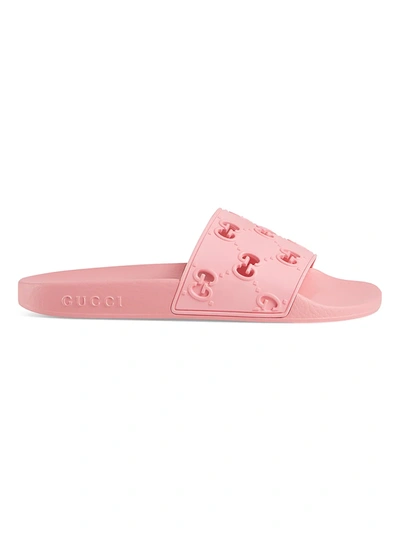 Gucci Pursuit Gg Logo Slide Sandal In Pink | ModeSens