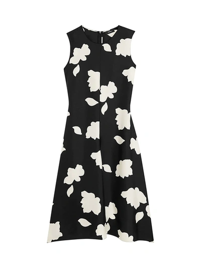 Shop Theory Floral Print Silk Fit & Flare Dress In Black