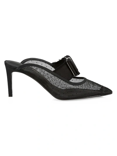 Shop Ferragamo Women's Zelda Pois Mesh Mules In Nero