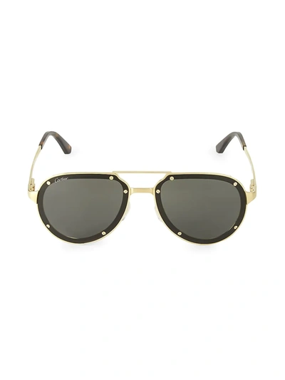 Shop Cartier Men's 60mm Aviator Titanium Sunglasses In Gold