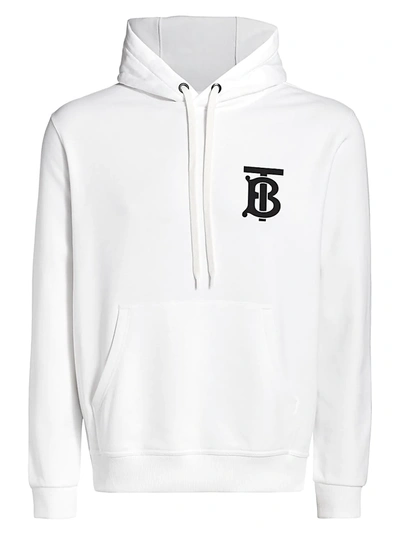 Shop Burberry Landon Tb Graphic Logo Hoodie In White