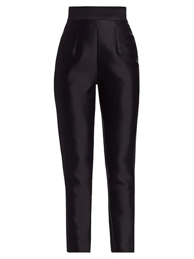 Shop Alexia Maria Women's Silk Wool Cigarette Pants In Black