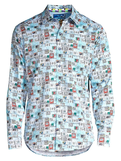 Shop Robert Graham Classic-fit Stay Tuned Print Shirt In Neutral