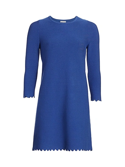 Shop Milly Women's Scalloped Shift Dress In French Blue