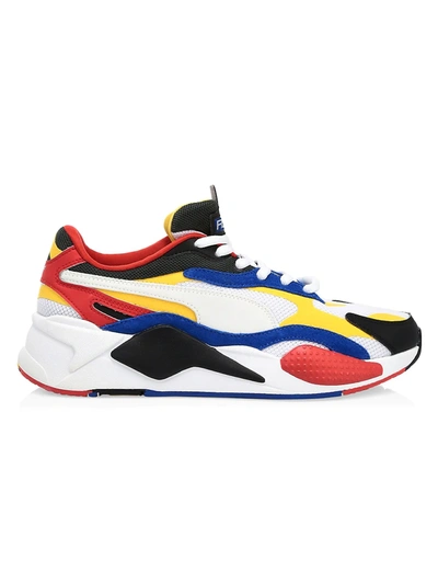 Shop Puma Men's Rs-x³ Puzzle Sneakers In White Blue