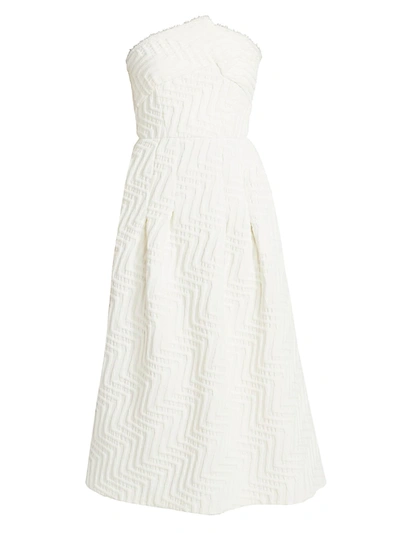 Shop Roland Mouret Saranda Strapless Jacquard Dress In White