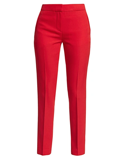 Shop Burberry Women's Hanover Straight Leg Wool Pants In Bright Red