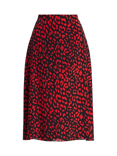 Shop Alice And Olivia Women's Sula Printed A-line Skirt In Leopard Paprika