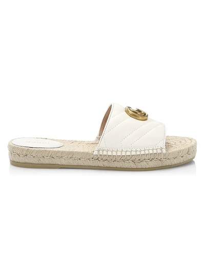 Shop Gucci Pilar Flatform Leather Sandals In White