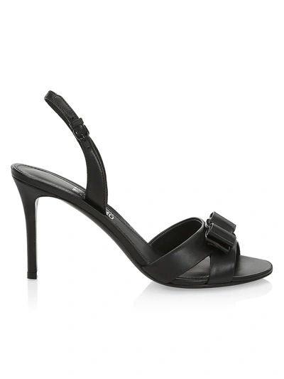 Shop Ferragamo Women's Lida Leather High-heel Slingback Sandals In Nero