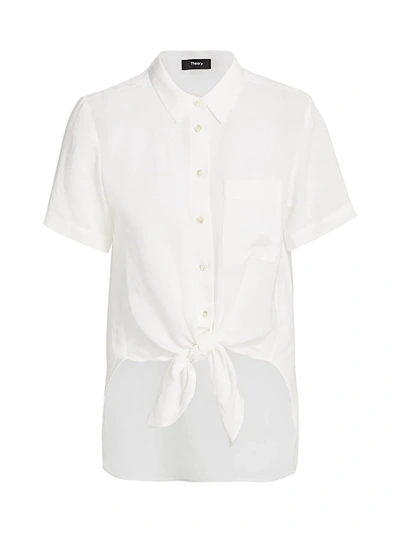 Shop Theory Hekanina Linen-blend Shirt In White