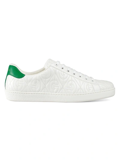 Shop Gucci Men's Ace G Rhombus Sneaker In White Green