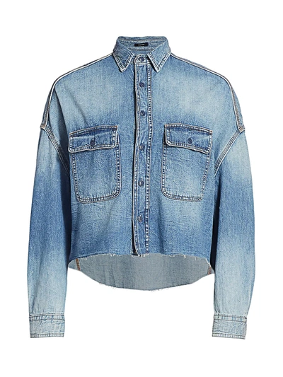 Shop R13 Women's Cropped Denim Shirt In Brindley