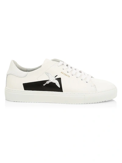 Shop Axel Arigato Men's Clean 90 Taped Bird Leather Low-top Sneakers In White Black