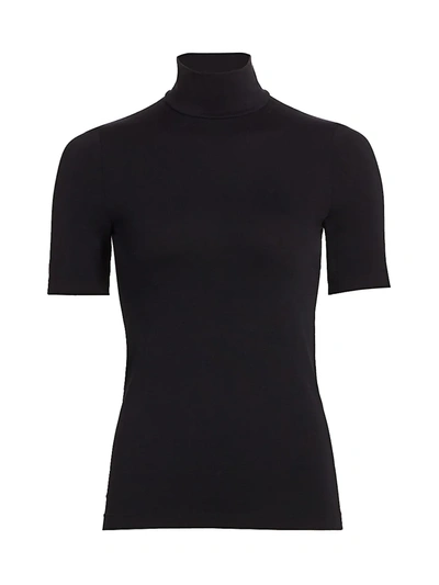 Shop Wolford Aurora Short-sleeve Turtleneck In Black