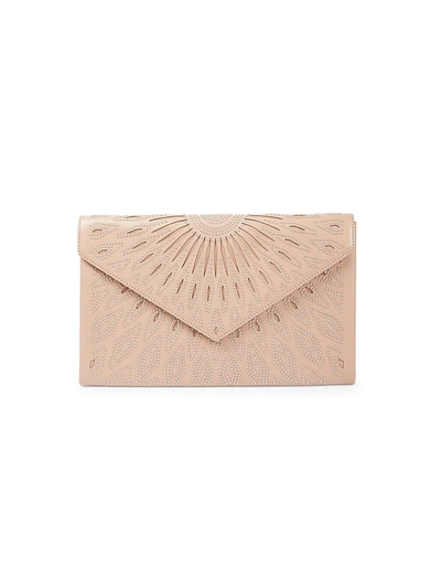 Shop Alaïa Oum Studded Leather Clutch In Sable