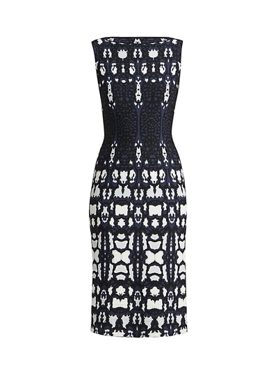 Shop Alaïa Women's Abstract Leopard Print Knit Sheath Dress In Blue Black Multi