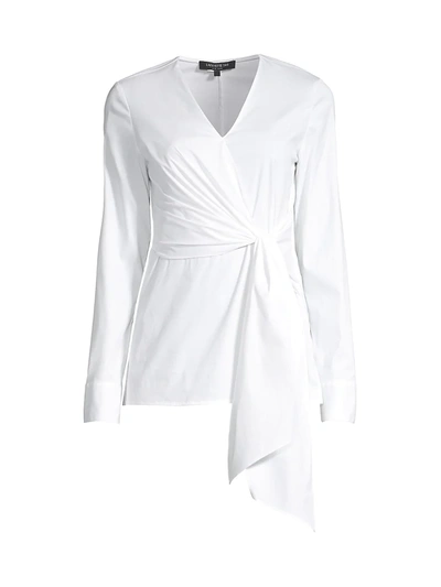 Shop Lafayette 148 Olivia Faux-wrap Blouse In White
