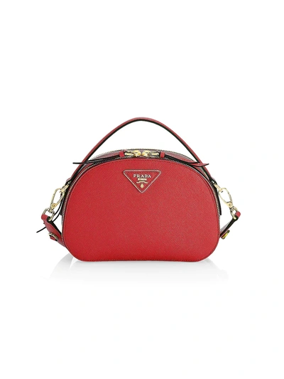Shop Prada Women's Odette Leather Top Handle Bag In Fuoco