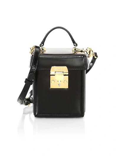 Shop Mark Cross Women's Grace Patent Leather Crossbody Cube Bag In Black