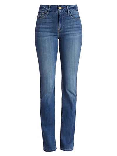 Shop Frame Le Mini Mid-rise Bootcut Jeans In Hillview