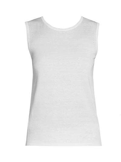 Shop Agnona Cotton & Silk Sleeveless Shell Top In Ivory