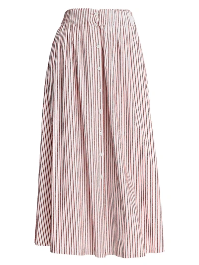 Shop By Any Other Name Shirred A-line Tea Skirt In Pink Burgundy