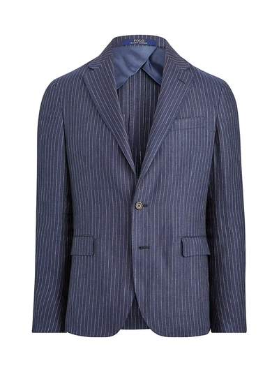 Shop Polo Ralph Lauren Men's Pinstripe Linen Single-breasted Sports Coat In Navy White