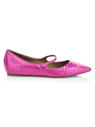 Shop Tabitha Simmons Women's Hermione Iridescent Snakeskin-embossed Leather Mary Jane Flats In Pink