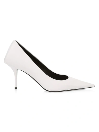 Shop Balenciaga Square Knife Leather Pumps In White