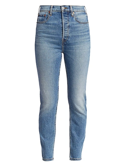 Shop Re/done Comfort Stretch Ultra High-rise Ankle Skinny Jeans In Dusty Blue