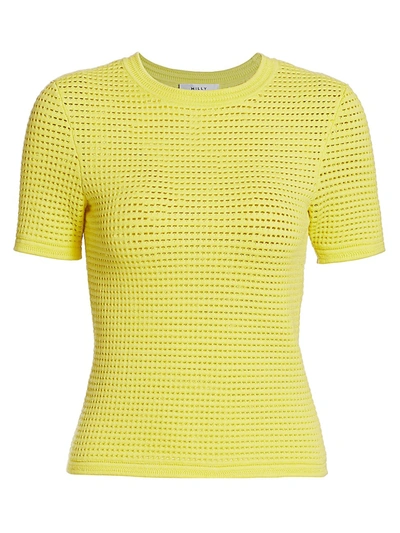 Shop Milly Women's Mesh Knit T-shirt In Yellow Neon