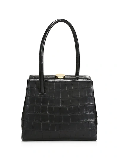 Shop Little Liffner Women's Madame Croc-embossed Leather Top Handle Bag In Black