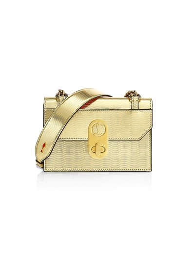 Shop Christian Louboutin Mini Elisa Metallic Leather Shoulder Bag In Gold
