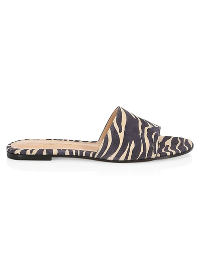 Shop Gianvito Rossi Women's Flat Zebra-print Suede Sandals In Mousse