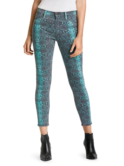 Shop Hudson Women's Barbara Mid-rise Snakeskin High-rise Skinny Jeans In Teal Python