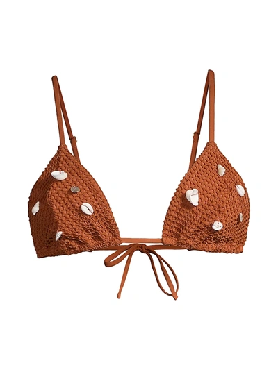 Shop Weworewhat Women's Cooper Shell Detail Bikini Top In Bran